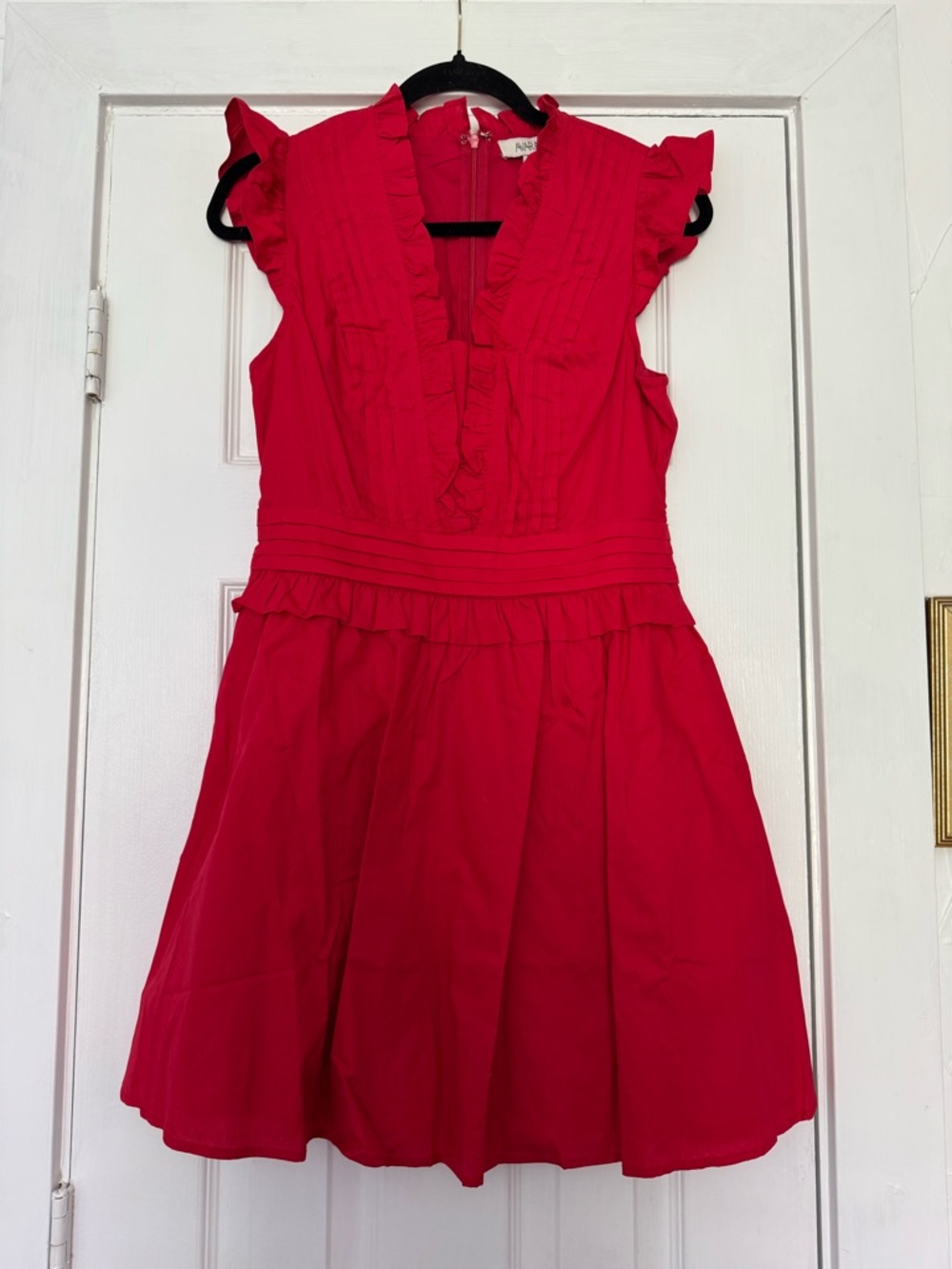 Women’s' Red Ruffle Front Dress - Picture 2 of 5